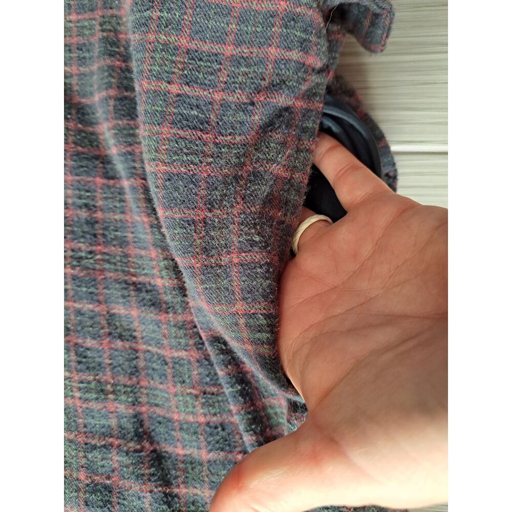 Vtg Plaid Quilted Flannel Jacket Blue & Red Cotton Men's M Shacket Winter Grunge - Picture 5 of 11